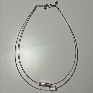 Express One Size Silver Colored Layered Tube Cable Necklace